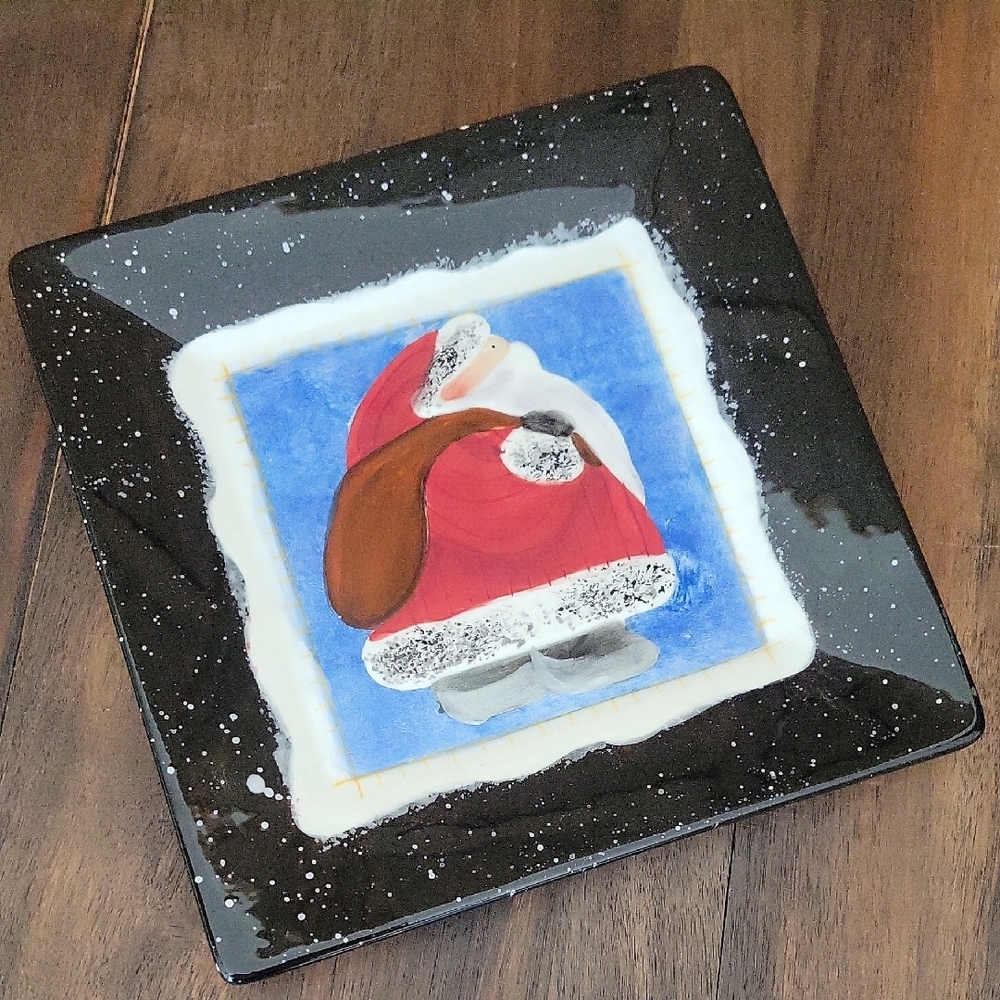 Christmas Holiday Santa Ceramic Serving Plate